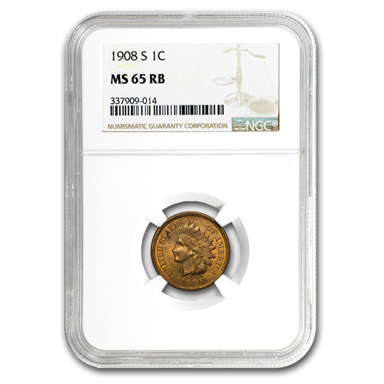 1908-S Indian Head Cent MS-65 NGC (Red/Brown) 1908-S Indian Head Cent MS-65 NGC (Red/Brown)